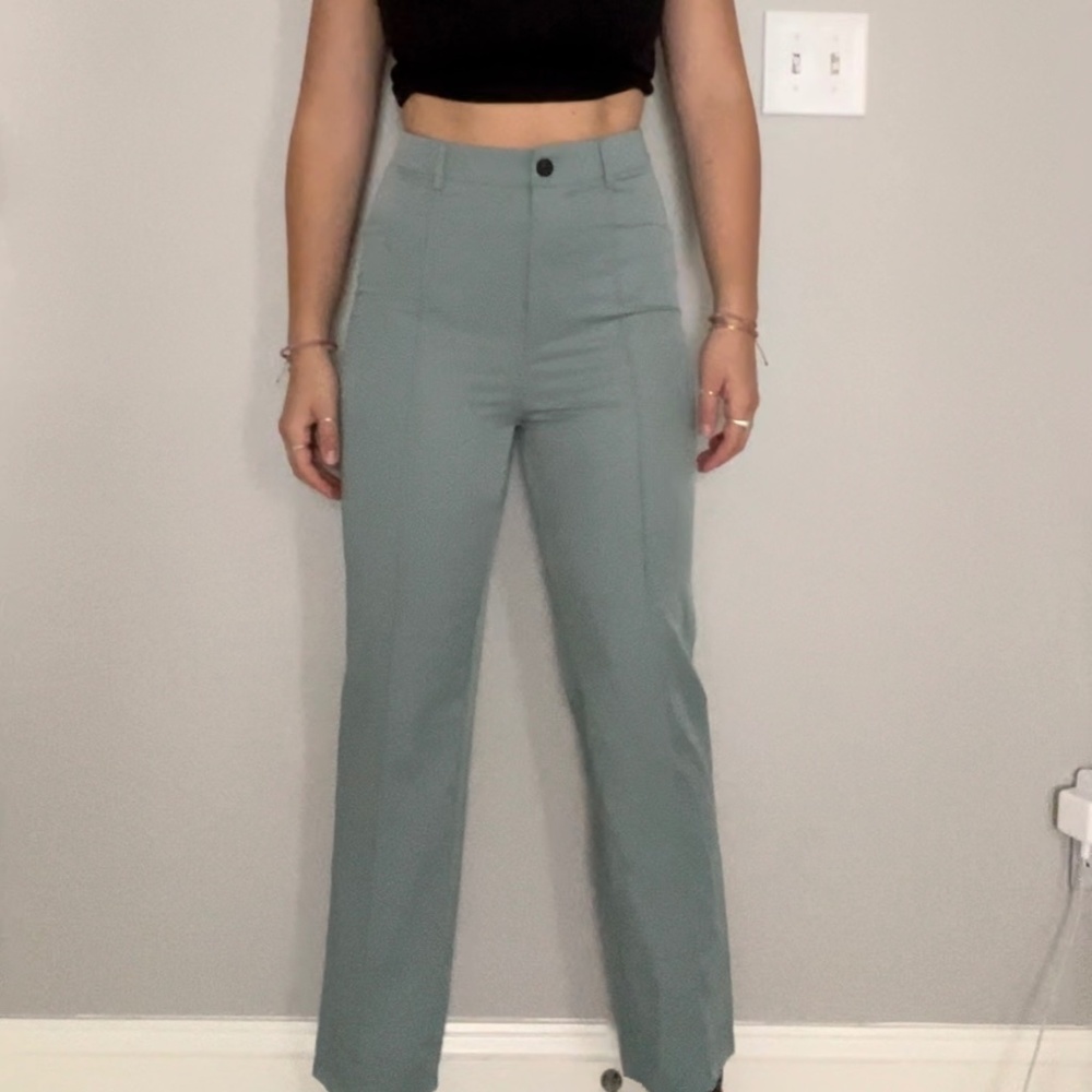 Dusty Blue Straight Leg Pants